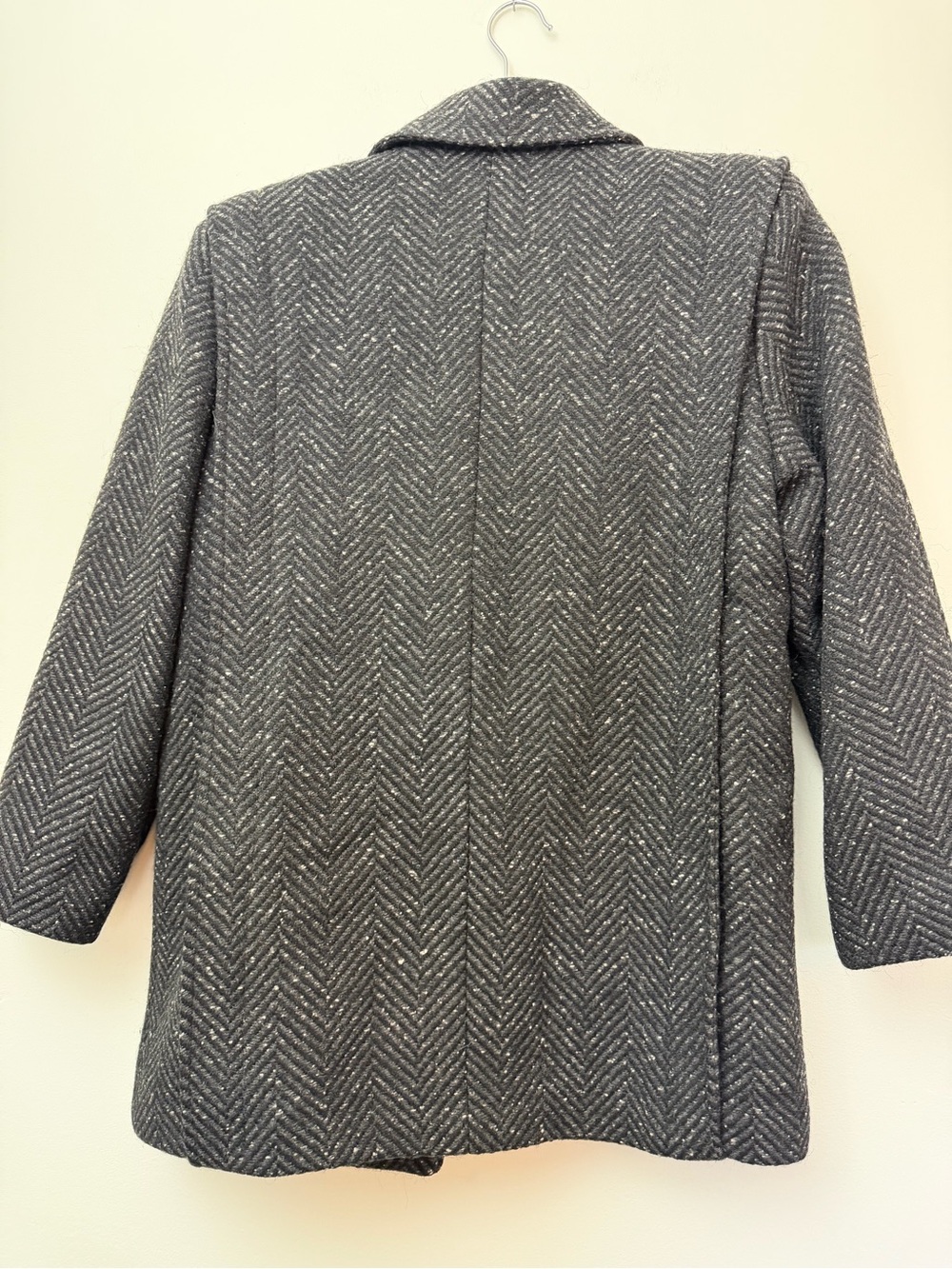 Vintage Collection Élégante Grey Herringbone Wool Blend Coat Size 8 - Picture 13 of 14